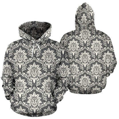 Damask Elegant Print Pattern Pullover Hoodie