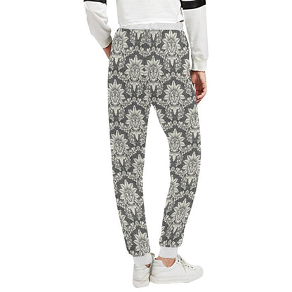 Damask Elegant Print Pattern Unisex Casual Sweatpants (Model L11)-JTAMIGO.COM