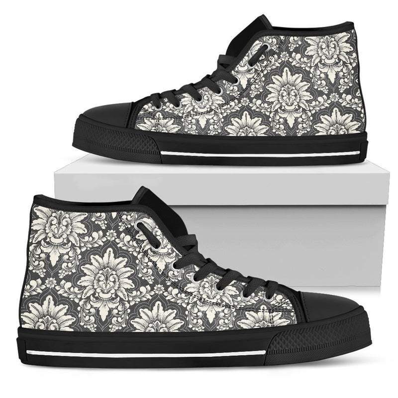 Damask Elegant Print Pattern Women High Top Shoes