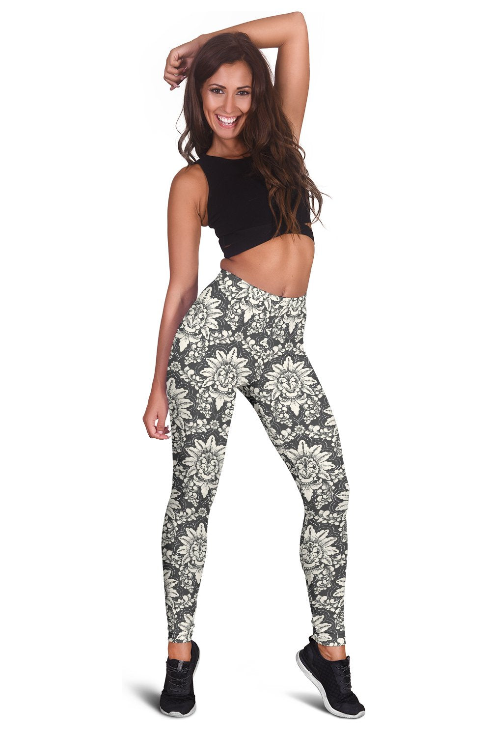 Damask Elegant Print Pattern Women Leggings