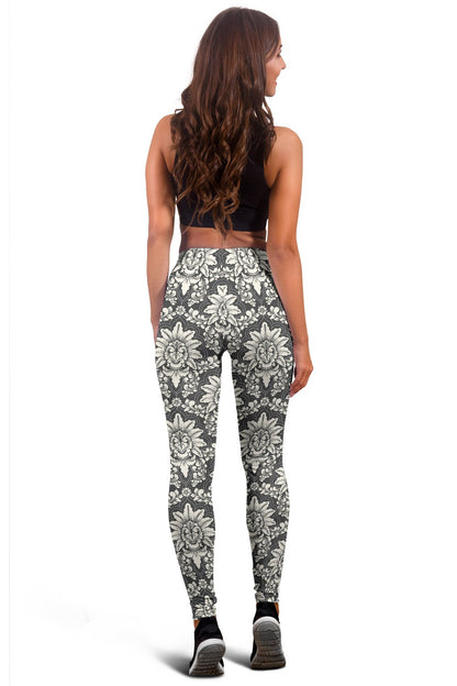 Damask Elegant Print Pattern Women Leggings