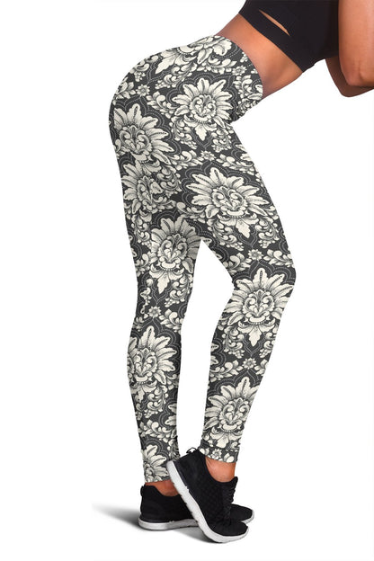 Damask Elegant Print Pattern Women Leggings
