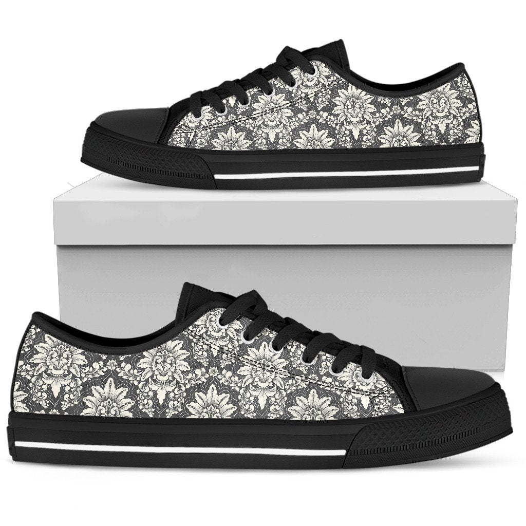 Damask Elegant Print Pattern Women Low Top Shoes