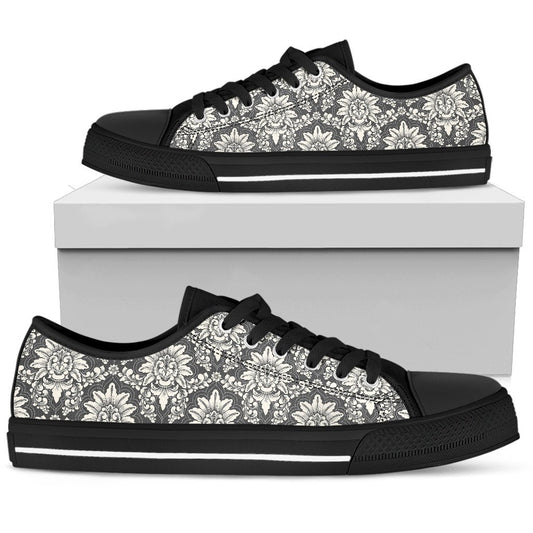 Damask Elegant Print Pattern Women Low Top Shoes