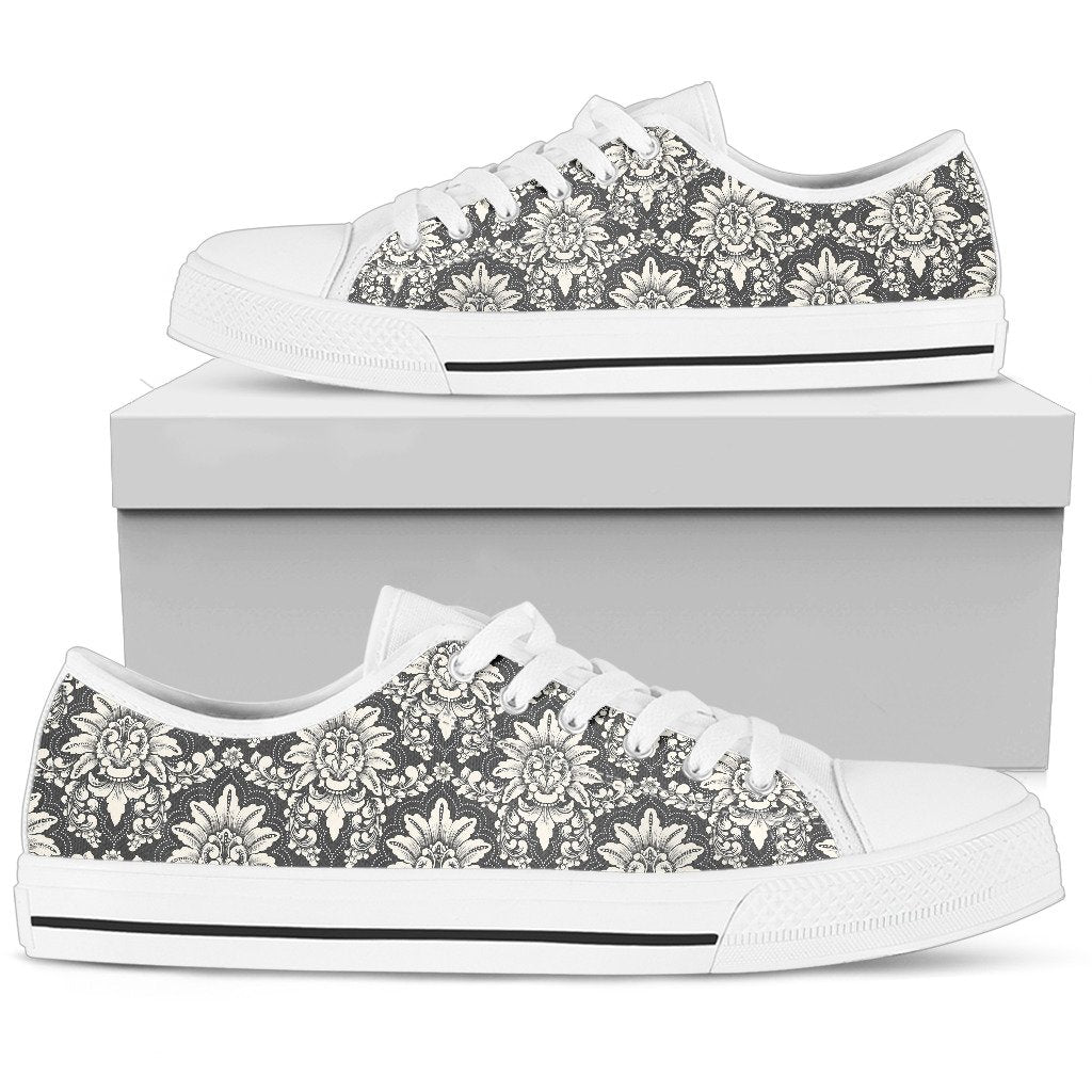 Damask Elegant Print Pattern Women Low Top Shoes