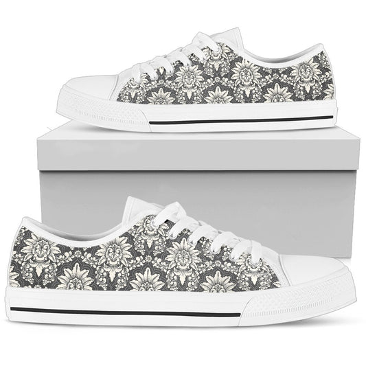 Damask Elegant Print Pattern Women Low Top Shoes