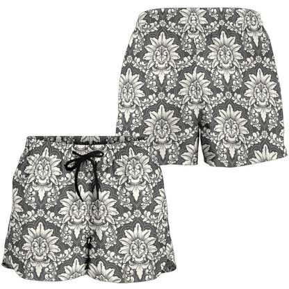Damask Elegant Print Pattern Women Shorts-JTAMIGO.COM
