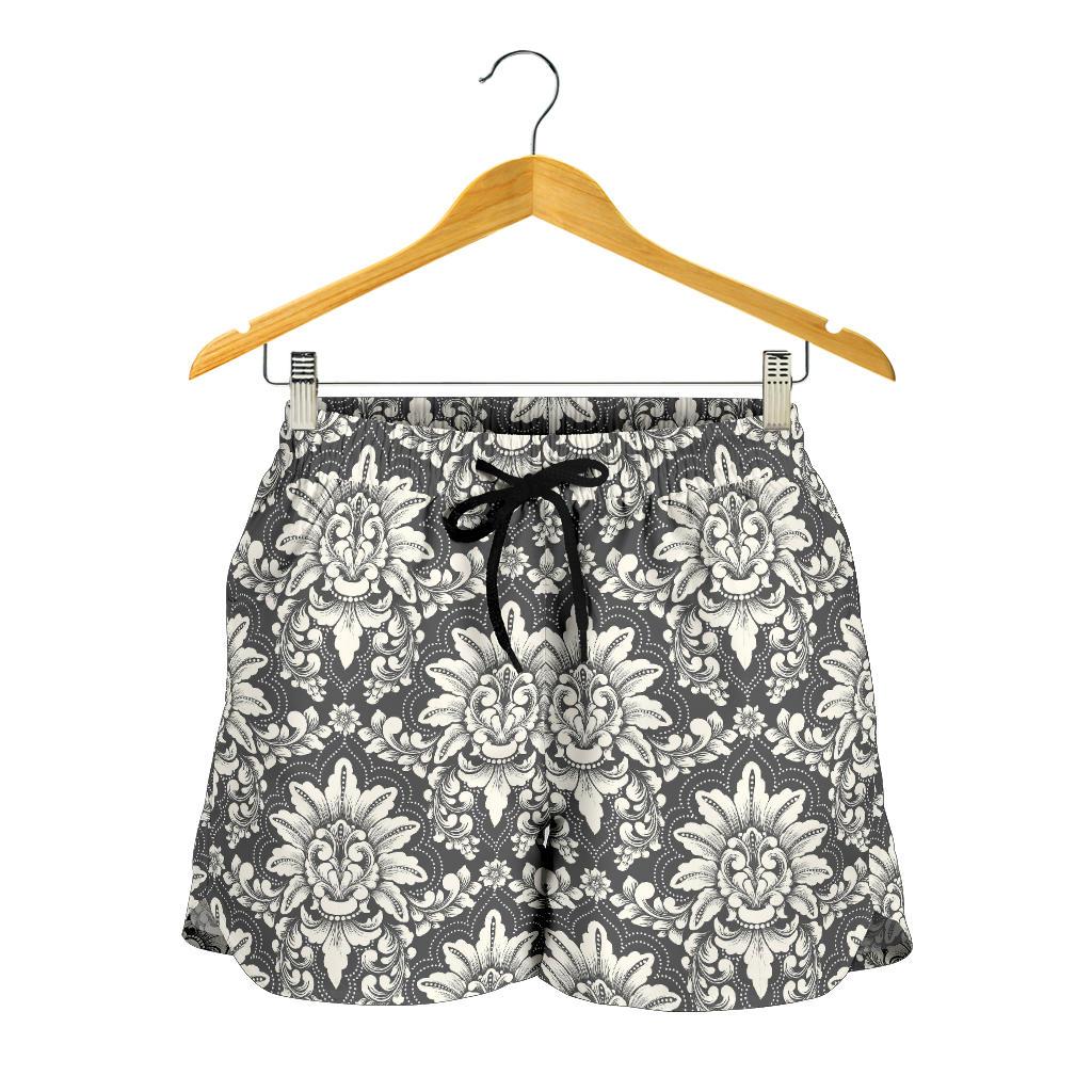 Damask Elegant Print Pattern Women Shorts-JTAMIGO.COM
