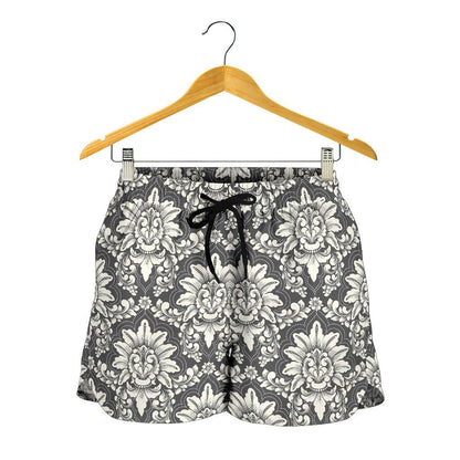 Damask Elegant Print Pattern Women Shorts-JTAMIGO.COM
