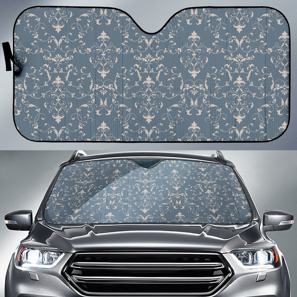 Damask Elegant Teal Print Pattern Car Sun Shade For Windshield