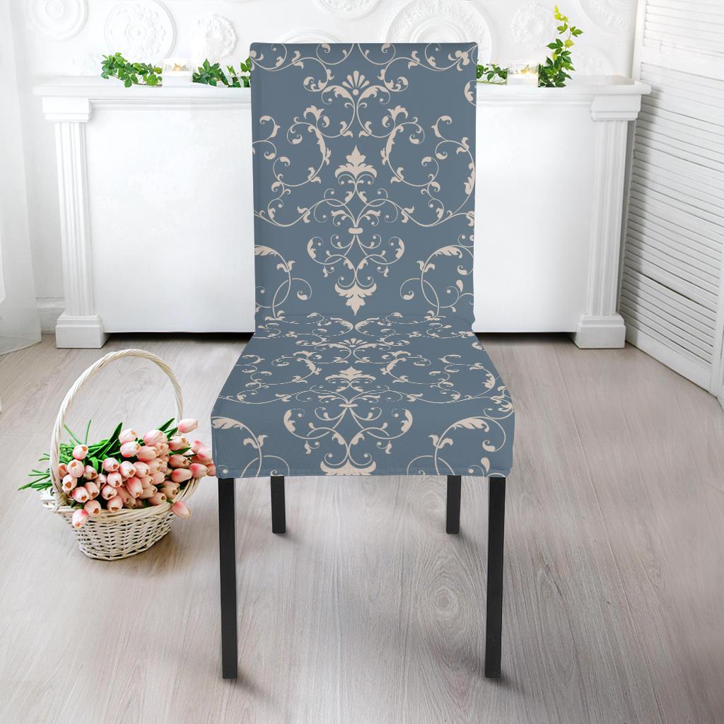 Damask Elegant Teal Print Pattern Dinning Chair Slipper-JTAMIGO.COM