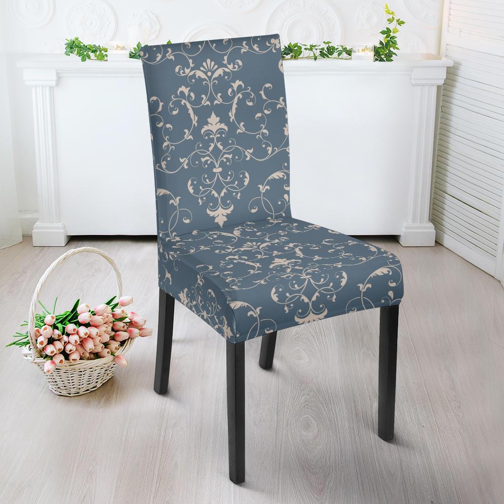 Damask Elegant Teal Print Pattern Dinning Chair Slipper-JTAMIGO.COM