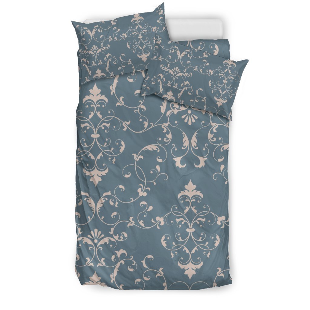 Damask Elegant Teal Print Pattern Duvet Cover Bedding Set