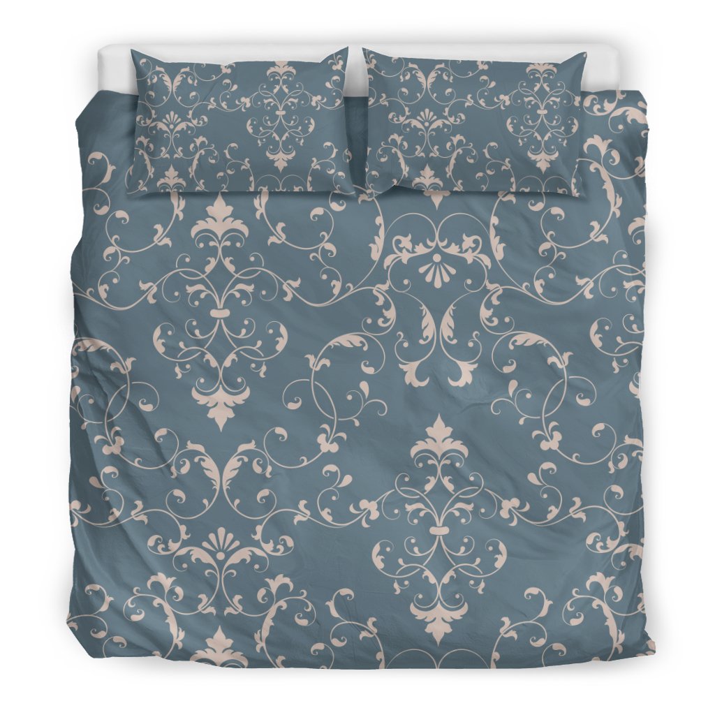 Damask Elegant Teal Print Pattern Duvet Cover Bedding Set