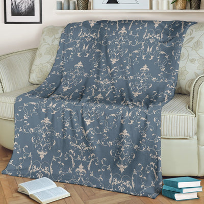 Damask Elegant Teal Print Pattern Fleece Blanket