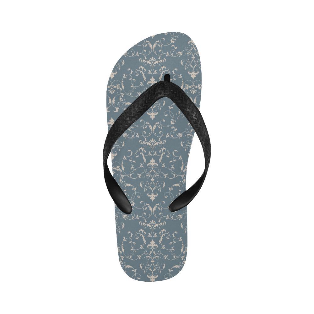 Damask Elegant Teal Print Pattern Flip Flops-JTAMIGO.COM
