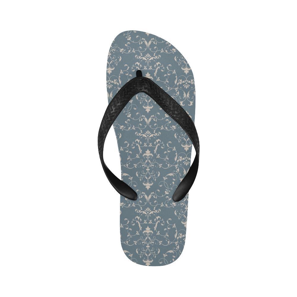 Damask Elegant Teal Print Pattern Flip Flops-JTAMIGO.COM