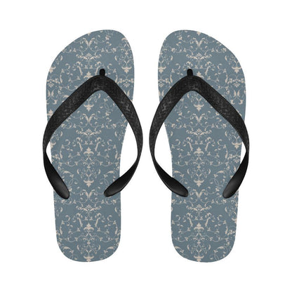 Damask Elegant Teal Print Pattern Flip Flops-JTAMIGO.COM
