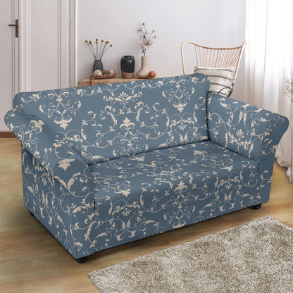 Damask Elegant Teal Print Pattern Loveseat Slipcover-JTAMIGO.COM