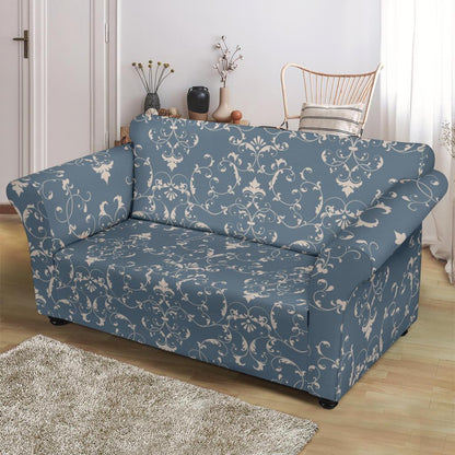Damask Elegant Teal Print Pattern Loveseat Slipcover-JTAMIGO.COM