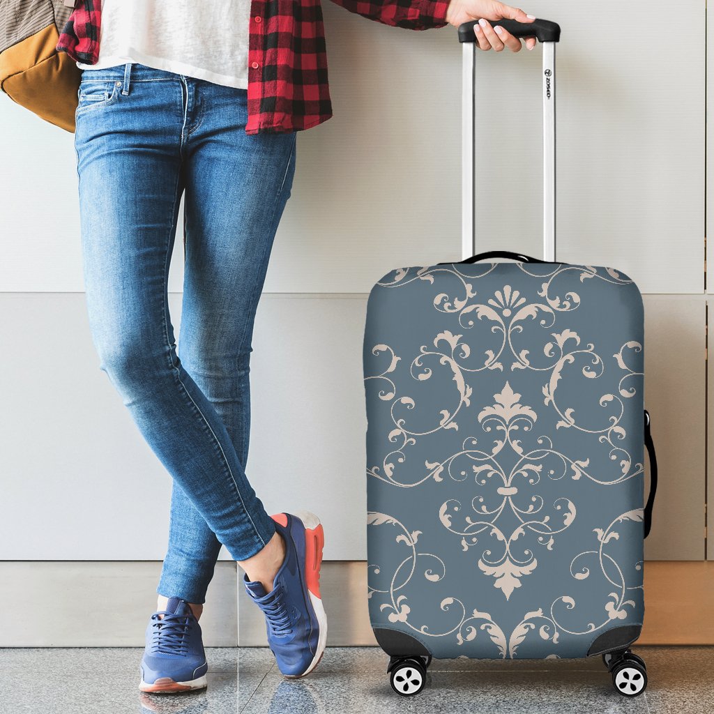 Damask Elegant Teal Print Pattern Luggage Cover Protector