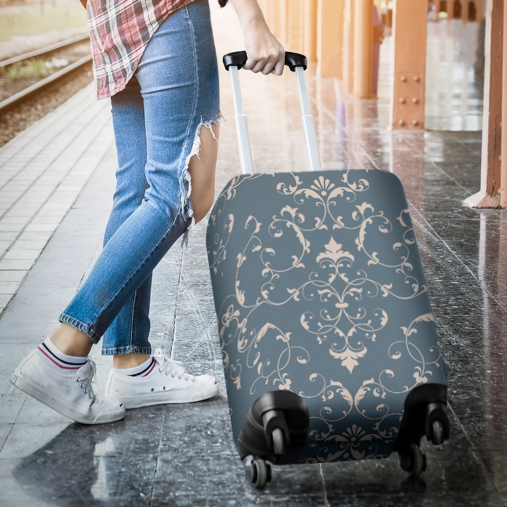 Damask Elegant Teal Print Pattern Luggage Cover Protector