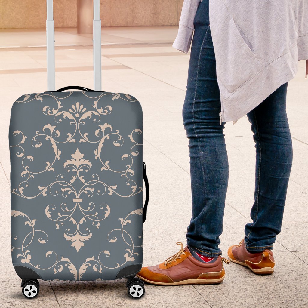 Damask Elegant Teal Print Pattern Luggage Cover Protector