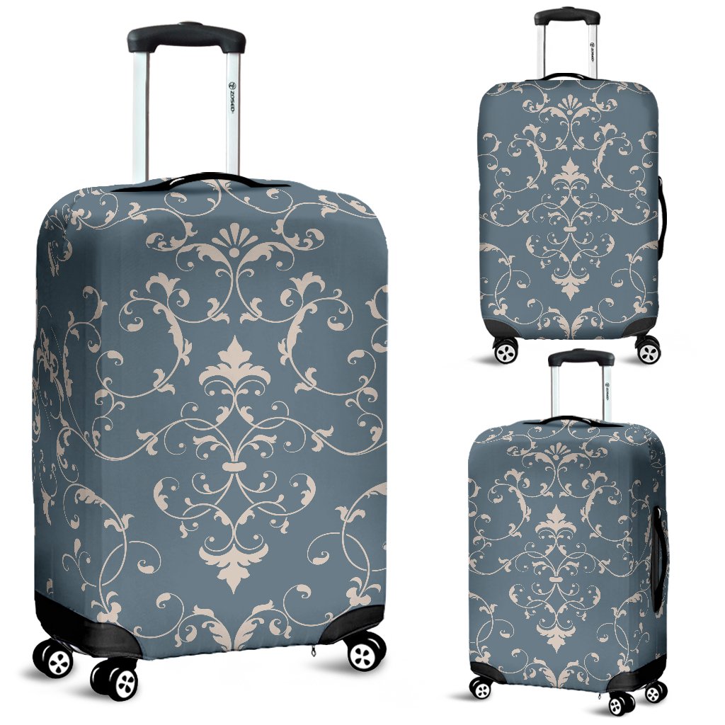 Damask Elegant Teal Print Pattern Luggage Cover Protector