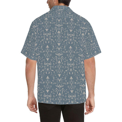 Damask Elegant Teal Print Pattern Men Aloha Hawaiian Shirt