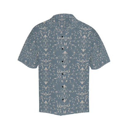 Damask Elegant Teal Print Pattern Men Aloha Hawaiian Shirt