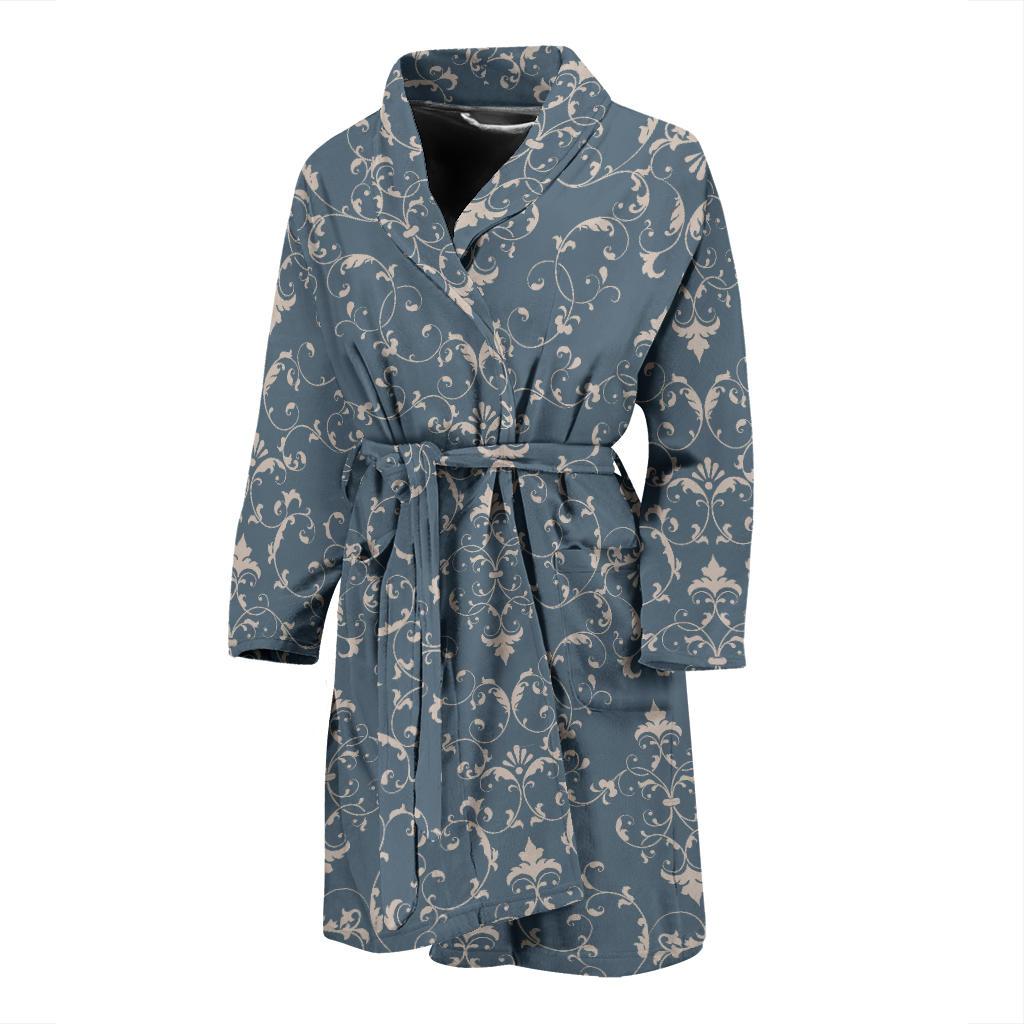 Damask Elegant Teal Print Pattern Men Bath Robe-JTAMIGO.COM
