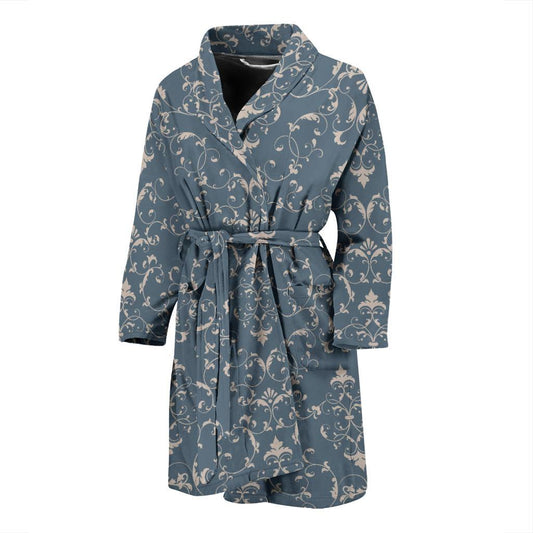 Damask Elegant Teal Print Pattern Men Bath Robe-JTAMIGO.COM