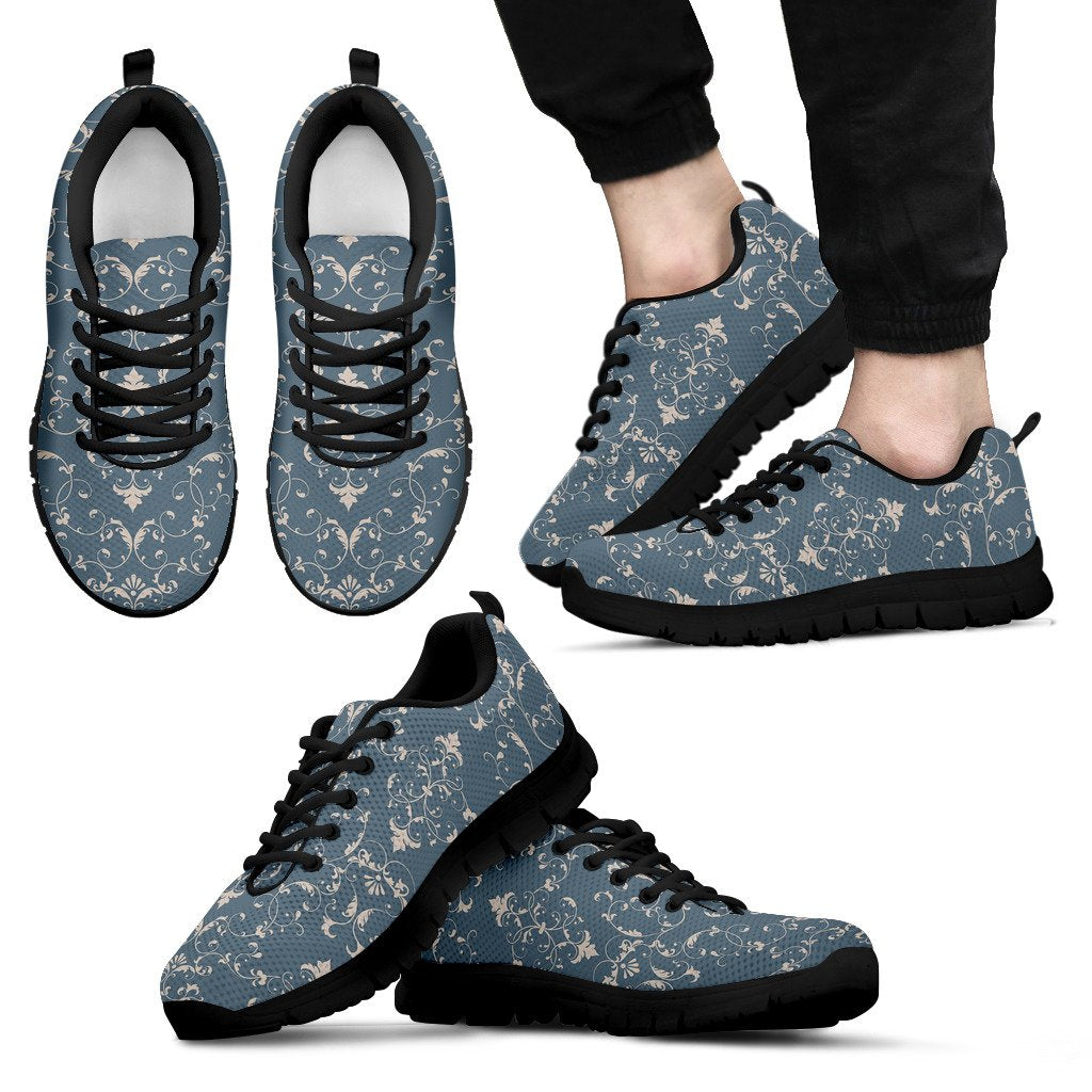 Damask Elegant Teal Print Pattern Men Sneakers Shoes