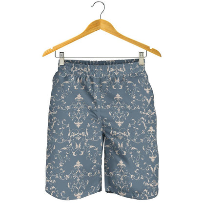 Damask Elegant Teal Print Pattern Mens Shorts-JTAMIGO.COM