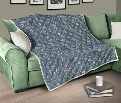 Damask Elegant Teal Print Pattern Premium Quilt-JTAMIGO.COM