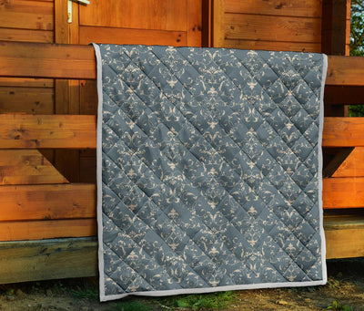 Damask Elegant Teal Print Pattern Premium Quilt-JTAMIGO.COM