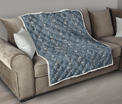 Damask Elegant Teal Print Pattern Premium Quilt-JTAMIGO.COM