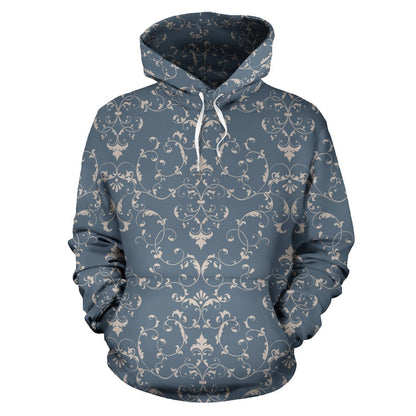 Damask Elegant Teal Print Pattern Pullover Hoodie