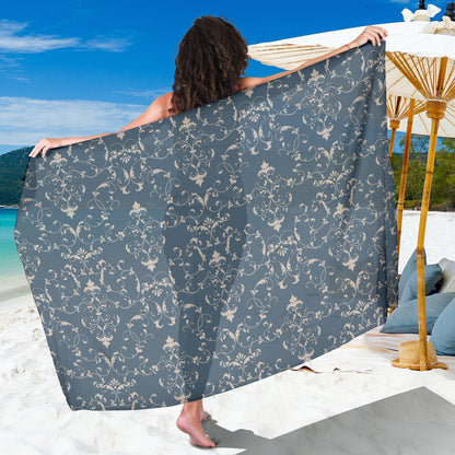 Damask Elegant Teal Print Pattern Sarong Pareo Wrap