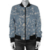 Damask Elegant Teal Print Pattern Women Casual Bomber Jacket