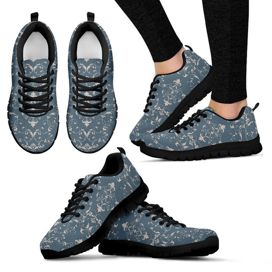 Damask Elegant Teal Print Pattern Women Sneakers Shoes