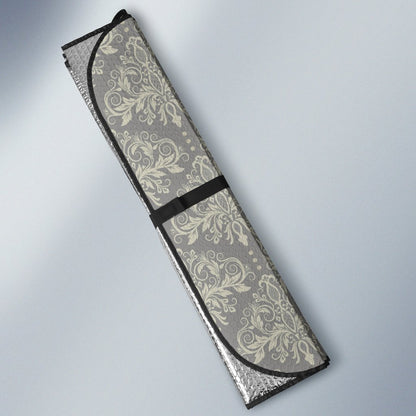 Damask Grey Elegant Print Pattern Car Sun Shade For Windshield