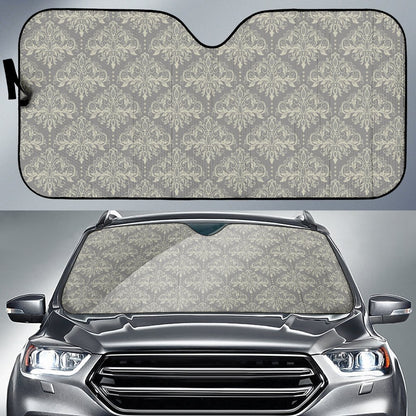 Damask Grey Elegant Print Pattern Car Sun Shade For Windshield