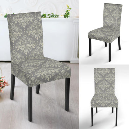 Damask Grey Elegant Print Pattern Dinning Chair Slipper-JTAMIGO.COM