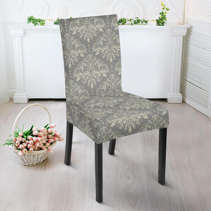 Damask Grey Elegant Print Pattern Dinning Chair Slipper-JTAMIGO.COM