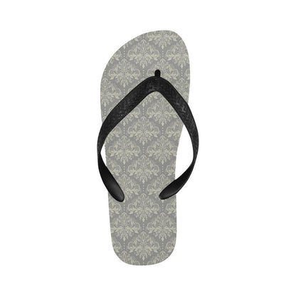 Damask Grey Elegant Print Pattern Flip Flops-JTAMIGO.COM