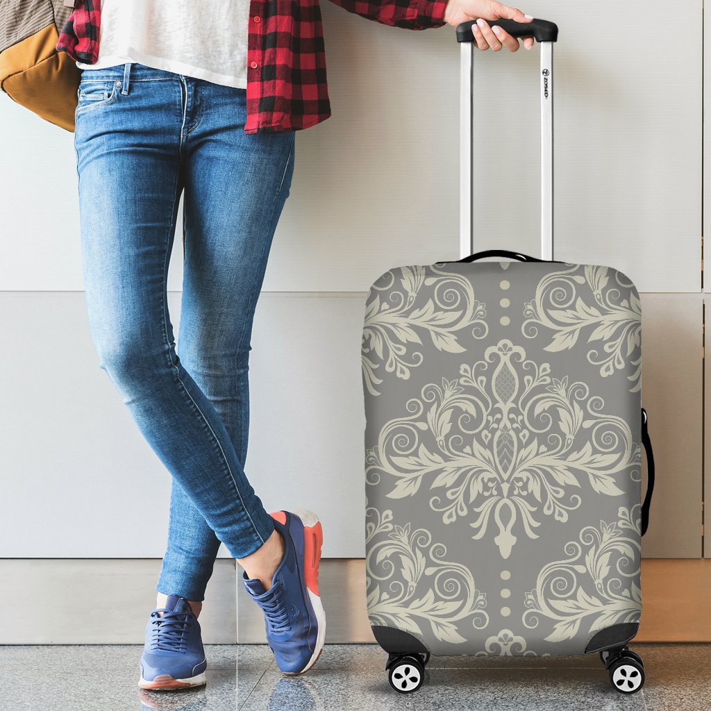 Damask Grey Elegant Print Pattern Luggage Cover Protector