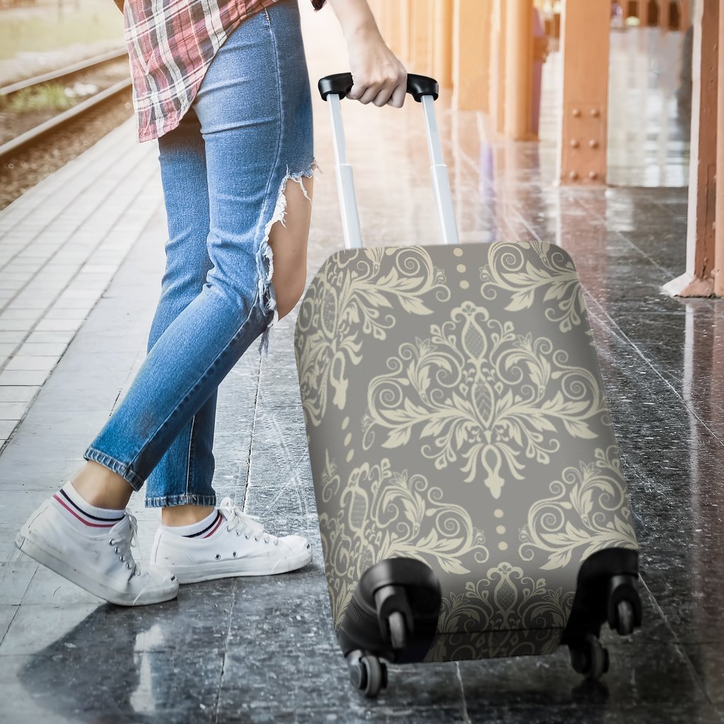 Damask Grey Elegant Print Pattern Luggage Cover Protector