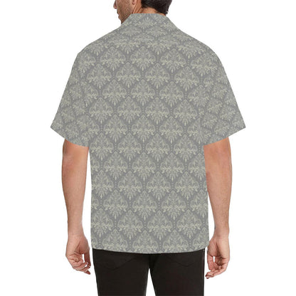 Damask Grey Elegant Print Pattern Men Aloha Hawaiian Shirt