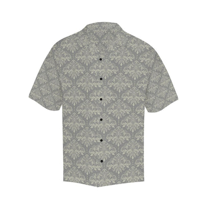 Damask Grey Elegant Print Pattern Men Aloha Hawaiian Shirt